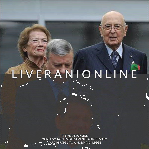 Campionati Europei UEFA 2012 Polonia/Ucraina Gruppo C Danzica (Polonia) - 10.06.2012 Spagna-Italia Nella Foto:giorgio napolitano con la moglie clio /Ph.Vitez-Ag. Aldo Liverani