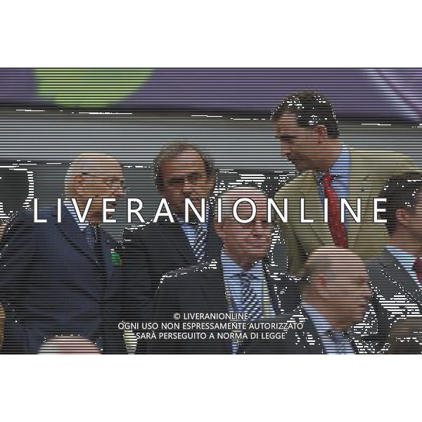 Campionati Europei UEFA 2012 Polonia/Ucraina Gruppo C Danzica (Polonia) - 10.06.2012 Spagna-Italia Nella Foto:napolitano platini e felipe principe di spagna /Ph.Vitez-Ag. Aldo Liverani