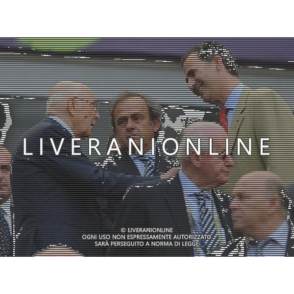 Campionati Europei UEFA 2012 Polonia/Ucraina Gruppo C Danzica (Polonia) - 10.06.2012 Spagna-Italia Nella Foto:napolitano platini e felipe principe di spagna /Ph.Vitez-Ag. Aldo Liverani