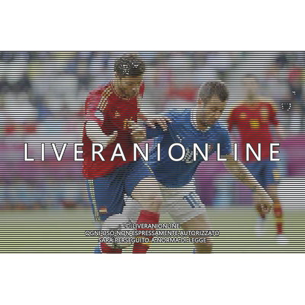 GDANSK 10/06/2012 ARENA GDANSK EURO 2012 PILKA NOZNA MECZ HISZPANIA WLOCHY FOOTBALL EURO 2012 MATCH SPAIN ITALY N/Z (L) XABI ALONSO ANTONIO CASSANO FOTO KAMIL KRASZEWSKI APPA/NEWSPIX.PL --- Newspix.pl AG ALDO LIVERANI S A S ONLY ITALY *** Local Caption *** www.newspix.pl mail us: info@newspix.pl call us: 0048 022 23 22 222 --- Polish Picture Agency by Ringier Axel Springer Poland