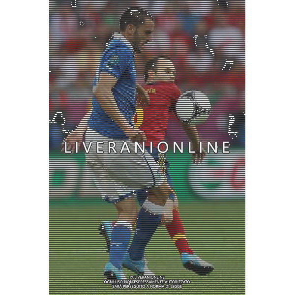 10.06.2012 GDANSK - ARENA GDANSK ( GDANSK POLAND ARENA GDANSK STADIUM STADIUM) PILKA NOZNA (FOOTBALL ) MISTRZOSTWA EUROPY W PILCE NOZNEJ UEFA EURO 2012 ( EUROPEAN CHAPIONSHIPS UEFA EURO 2012 ) GRUPA C ( POOL C) MECZ HISZPANIA - WLOCHY ( GAME SPAIN - ITALY ) NZ LEONARDO BONUCCI (L) ANDRÃ‰S INIESTA (P) FOTO MATEUSZ TRZUSKOWSKI/CYFRASPORT/NEWSPIX.PL --- Newspix.pl AG ALDO LIVERANI S A S ONLY ITALY *** Local Caption *** www.newspix.pl mail us: info@newspix.pl call us: 0048 022 23 22 222 --- Polish Picture Agency by Ringier Axel Springer Poland