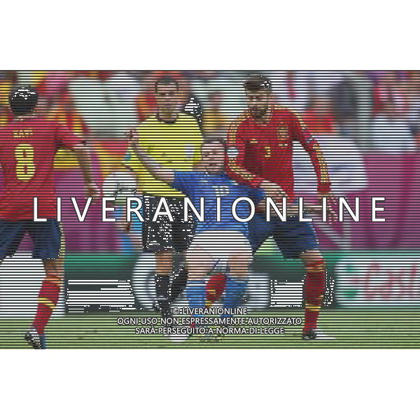 10.06.2012 GDANSK - ARENA GDANSK ( GDANSK POLAND ARENA GDANSK STADIUM STADIUM) PILKA NOZNA (FOOTBALL ) MISTRZOSTWA EUROPY W PILCE NOZNEJ UEFA EURO 2012 ( EUROPEAN CHAPIONSHIPS UEFA EURO 2012 ) GRUPA C ( POOL C) MECZ HISZPANIA - WLOCHY ( GAME SPAIN - ITALY ) NZ ANTONIO CASSANO (L), GERARD PIGUE (P) FOTO LUKASZ GROCHALA/CYFRASPORT/NEWSPIX.PL --- Newspix.pl /Agenzia Aldo Liverani Sas - ITALY ONLY : Spagna - Italia Campionati Europei UEFA 2012 Polonia/Ucraina Gruppo C Danzica (Polonia) 10/06/2012 *** Local Caption *** www.newspix.pl mail us: info@newspix.pl call us: 0048 022 23 22 222 --- Polish Picture Agency by Ringier Axel Springer Poland