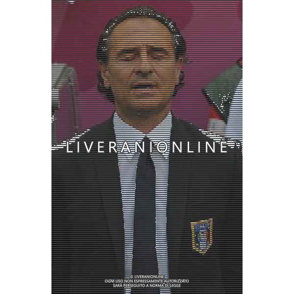 Campionati Europei UEFA 2012 Polonia/Ucraina Gruppo C Danzica (Polonia) - 10.06.2012 Spagna-Italia Nella Foto:prandelli cesare durante l\'inno nazionale /Ph.Vitez-Ag. Aldo Liverani