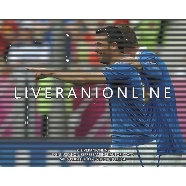 Campionati Europei UEFA 2012 Polonia/Ucraina Gruppo C Danzica (Polonia) - 10.06.2012 Spagna-Italia Nella Foto:di natale esulta /Ph.Vitez-Ag. Aldo Liverani