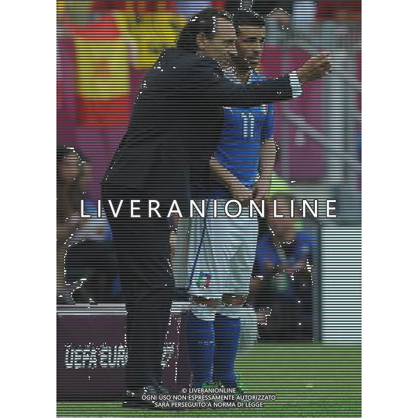 Campionati Europei UEFA 2012 Polonia/Ucraina Gruppo C Danzica (Polonia) - 10.06.2012 Spagna-Italia Nella Foto:prandelli di natale /Ph.Vitez-Ag. Aldo Liverani