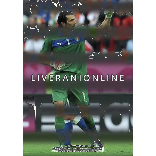 Campionati Europei UEFA 2012 Polonia/Ucraina Gruppo C Danzica (Polonia) - 10.06.2012 Spagna-Italia Nella Foto:buffon esulta a fine partita /Ph.Vitez-Ag. Aldo Liverani