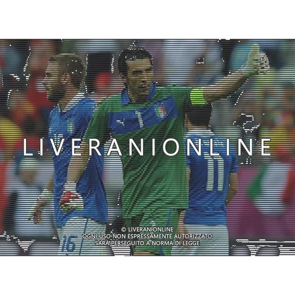 Campionati Europei UEFA 2012 Polonia/Ucraina Gruppo C Danzica (Polonia) - 10.06.2012 Spagna-Italia Nella Foto:buffon esulta /Ph.Vitez-Ag. Aldo Liverani