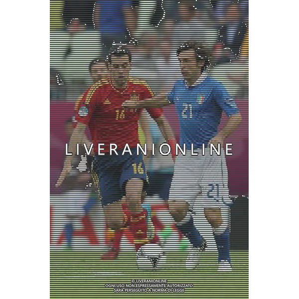 10.06.2012 GDANSK - ARENA GDANSK ( GDANSK POLAND ARENA GDANSK STADIUM STADIUM) PILKA NOZNA (FOOTBALL ) MISTRZOSTWA EUROPY W PILCE NOZNEJ UEFA EURO 2012 ( EUROPEAN CHAPIONSHIPS UEFA EURO 2012 ) GRUPA C ( POOL C) MECZ HISZPANIA - WLOCHY ( GAME SPAIN - ITALY ) NZ SERGIO BUSQUETS (L) ANDREA PIRLO (P) FOTO MATEUSZ TRZUSKOWSKI/CYFRASPORT/NEWSPIX.PL --- Newspix.pl /Agenzia Aldo Liverani Sas - ITALY ONLY - Spagna-Italia Campionati Europei UEFA 2012 Polonia/Ucraina Gruppo C Danzica (Polonia) 10/06/2012 *** Local Caption *** www.newspix.pl mail us: info@newspix.pl call us: 0048 022 23 22 222 --- Polish Picture Agency by Ringier Axel Springer Poland