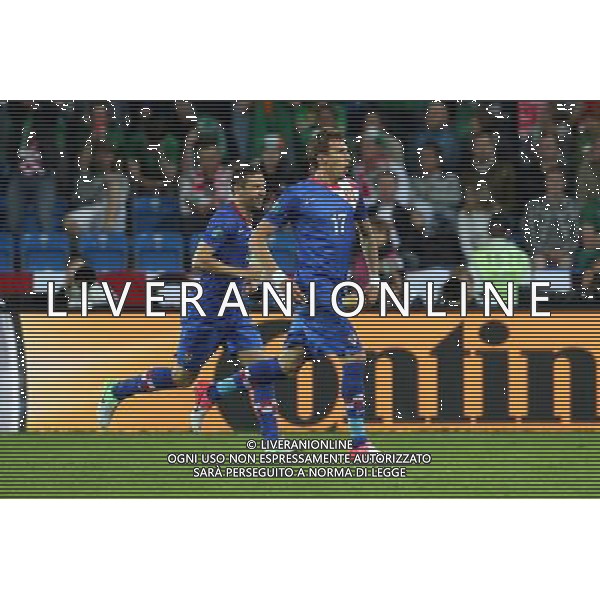 10.06.2012 POZNAN - STADION MIEJSKI ( POZNAN POLAND MUNICIPIAL STADIUM) PILKA NOZNA (FOOTBALL ) MISTRZOSTWA EUROPY W PILCE NOZNEJ UEFA EURO 2012 ( EUROPEAN CHAPIONSHIPS UEFA EURO 2012 ) GRUPA C ( POOL C ) MECZ IRLANDIA - CHORWACJA ( GAME REPUBLIC OF IRELAND - CROATIA) NZ/: MARIO MANDZUKIC (CRO) RADOSC BRAMKA GOL JOY FOTO JAKUB PIASECKI/CYFRASPORT/NEWSPIX.PL --- Newspix.pl irlanda croazia -AG ALDO LIVERANI SAS - ITALY ONLY - *** Local Caption *** .