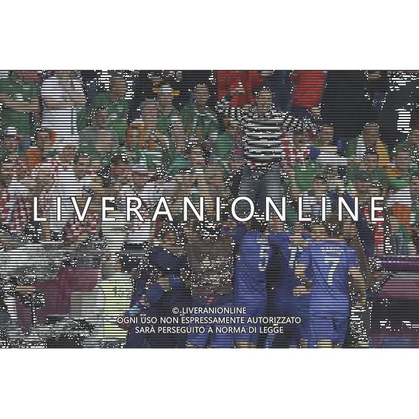 10.06.2012 POZNAN - STADION MIEJSKI ARENA EURO 2012 ( POZNAN POLAND CITY STADIUM) PILKA NOZNA (FOOTBALL ) MISTRZOSTWA EUROPY W PILCE NOZNEJ UEFA EURO 2012 ( EUROPEAN CHAMPIONSHIPS UEFA EURO 2012 ) GRUPA C ( POOL C ) MECZ IRLANDIA - CHORWACJA ( GAME IRELAND - CROATIA) NZ RADOSC BRAMK GOL CHORWACJA KATARZYNA PLEWCZYNSKA/CYFRASPORT/NEWSPIX.PL --- Newspix.pl irlanda croazia -AG ALDO LIVERANI SAS - ITALY ONLY - *** Local Caption *** .