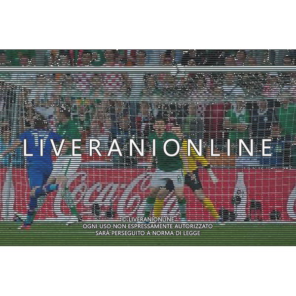 10.06.2012. POZNAN POLSKA, STADION MIEJSKI (MUNICIPAL STADUIM). (UEFA EURO 2012 POLAND UKRAINE) MISTRZOSTWA EUROPY W PILCE NOZNEJ. MECZ IRLANDIA - CHORWACJA GRUPA C (GAME MATCH THE REPUBLIC OF IRELAND - CROATIA POOL C). NZ/ BRAMKA GOL RADOSC GOAL MARIO MANDZUKIC FOT. JAKUB KACZMARCZYK / PRESSFOCUS NEWSPIXPL --- Newspix.pl irlanda croazia -AG ALDO LIVERANI SAS - ITALY ONLY - *** Local Caption *** .