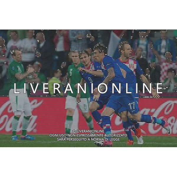 10.06.2012. POZNAN POLSKA, STADION MIEJSKI (MUNICIPAL STADUIM). (UEFA EURO 2012 POLAND UKRAINE) MISTRZOSTWA EUROPY W PILCE NOZNEJ. MECZ IRLANDIA - CHORWACJA GRUPA C (GAME MATCH THE REPUBLIC OF IRELAND - CROATIA POOL C). NZ/ BRAMKA GOL RADOSC GOAL MARIO MANDZUKIC FOT. JAKUB KACZMARCZYK / PRESSFOCUS NEWSPIXPL --- Newspix.pl irlanda croazia -AG ALDO LIVERANI SAS - ITALY ONLY - *** Local Caption *** .