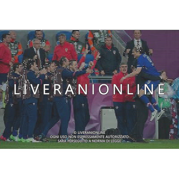 10.06.2012. POZNAN POLSKA, STADION MIEJSKI (MUNICIPAL STADUIM). (UEFA EURO 2012 POLAND UKRAINE) MISTRZOSTWA EUROPY W PILCE NOZNEJ. MECZ IRLANDIA - CHORWACJA GRUPA C (GAME MATCH THE REPUBLIC OF IRELAND - CROATIA POOL C). NZ/ BRAMKA GOL RADOSC GOAL NIKICA JELAVIC, TRENER (COACH) SLAVEN BILIC FOT. JAKUB KACZMARCZYK / PRESSFOCUS NEWSPIXPL --- Newspix.pl irlanda croazia -AG ALDO LIVERANI SAS - ITALY ONLY - *** Local Caption *** .