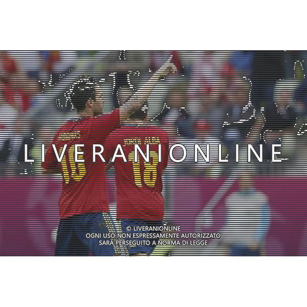 GDANSK 10/06/2012 ARENA GDANSK EURO 2012 PILKA NOZNA MECZ HISZPANIA WLOCHY FOOTBALL EURO 2012 MATCH SPAIN ITALY N/Z (L) CESC FABREGAS GOL BRAMKA RADOSC FOTO KAMIL KRASZEWSKI APPA/NEWSPIX.PL --- Newspix.pl -AG ALDO LIVERANI SAS - ITALY ONLY - *** Local Caption *** .