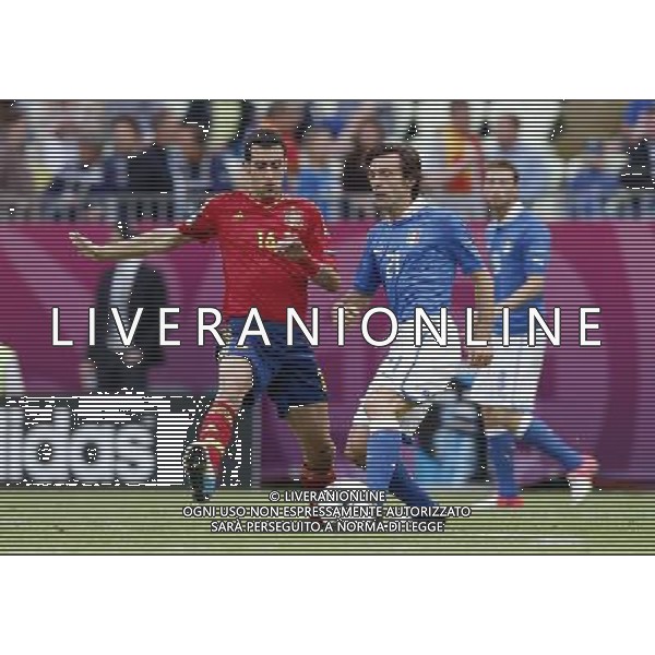 GDANSK 10/06/2012 ARENA GDANSK EURO 2012 PILKA NOZNA MECZ HISZPANIA WLOCHY FOOTBALL EURO 2012 MATCH SPAIN ITALY N/Z (L) SERGIO BUSQUETS ANDREA PIRLO FOTO KAMIL KRASZEWSKI APPA/NEWSPIX.PL --- Newspix.pl -AG ALDO LIVERANI SAS - ITALY ONLY - *** Local Caption *** .