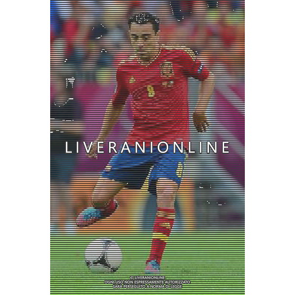 GDANSK 10.06.2012 PILKA NOZNA UEFA EURO 2012 MECZ FAZY GRUPOWEJ GRUPA C HISZPANIA WLOCHY NZ XAVI HERNANDEZ FOT MAREK BICZYK PRZEGLAD SPORTOWY NEWSPIX.PL POLAND GDANSK EURO 2012 SPAIN vs ITALY --- Newspix.pl -AG ALDO LIVERANI SAS - ITALY ONLY - *** Local Caption *** .