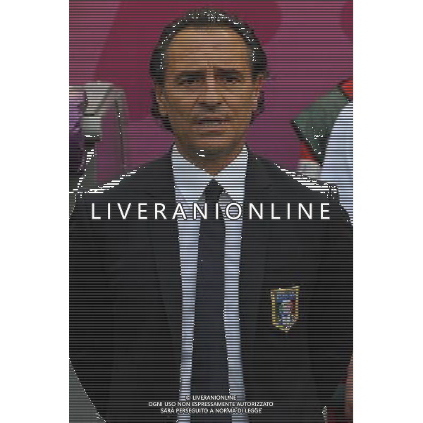 Campionati Europei UEFA 2012 Polonia/Ucraina Gruppo C Danzica (Polonia) - 10.06.2012 Spagna-Italia Nella Foto:Prandelli Cesare durante l\'inno nazionale /Ph.Vitez-Ag. Aldo Liverani