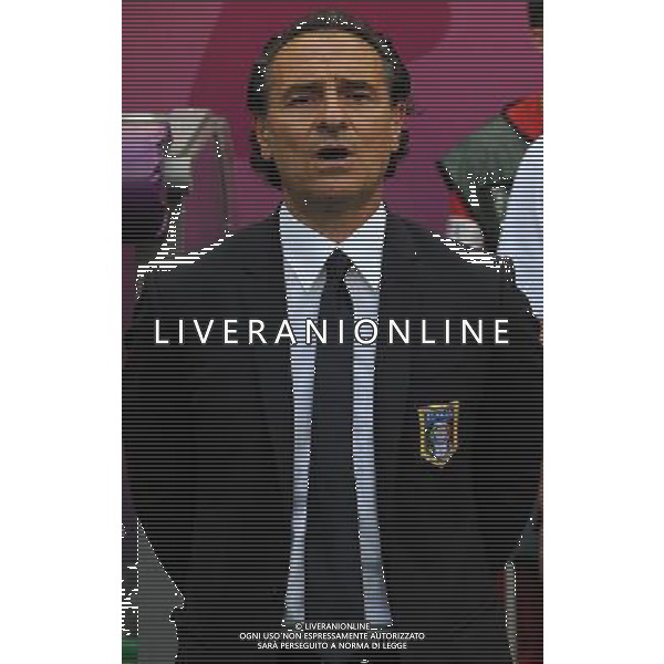 Campionati Europei UEFA 2012 Polonia/Ucraina Gruppo C Danzica (Polonia) - 10.06.2012 Spagna-Italia Nella Foto:Prandelli Cesare durante l\'inno nazionale /Ph.Vitez-Ag. Aldo Liverani