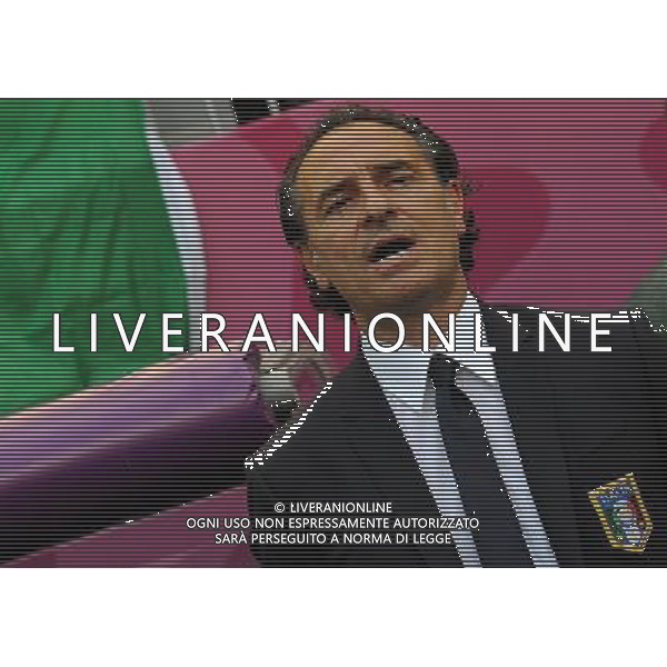 Campionati Europei UEFA 2012 Polonia/Ucraina Gruppo C Danzica (Polonia) - 10.06.2012 Spagna-Italia Nella Foto:Prandelli Cesare durante l\'inno nazionale /Ph.Vitez-Ag. Aldo Liverani