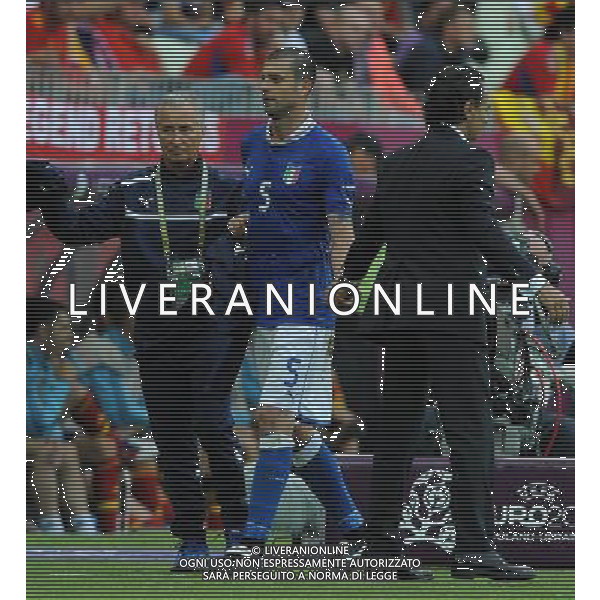 Campionati Europei UEFA 2012 Polonia/Ucraina Gruppo C Danzica (Polonia) - 10.06.2012 Spagna-Italia Nella Foto:Thiago Motta-Prandelli Cesare Sostituzione /Ph.Vitez-Ag. Aldo Liverani