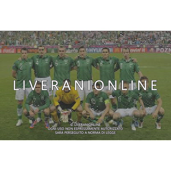 (120611) -- POZNAN, June 11, 2012 () -- Players of Ireland pose for a team photo during the Group C match against Croatia at the Euro 2012 football championships in Poznan, Poland, June 10, 2012. Croatia won 3-1. (/Wu Wei) (jyc) AG ALDO LIVERANI S A S ONLY ITALY