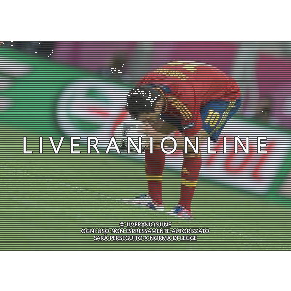 (120611) -- GDANSK, June 11, 2012 () -- Cesc Fabregas of Spain celebrates after scoring during the Group C match against Italy at the Euro 2012 football championships in Gdansk, Poland, June 10, 2012. The match ended in a 1-1 draw. (/Liu Lihang) (jyc) AG ALDO LIVERANI S A S ONLY ITALY