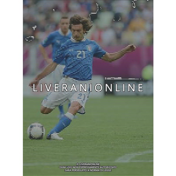 (120611) -- GDANSK, June 11, 2012 () -- Andrea Pirlo of Italy shoots the ball during the Group C match against Spain at the Euro 2012 football championships in Gdansk, Poland, June 10, 2012. (/Liu Lihang) (jyc) AG ALDO LIVERANI S A S ONLY ITALY
