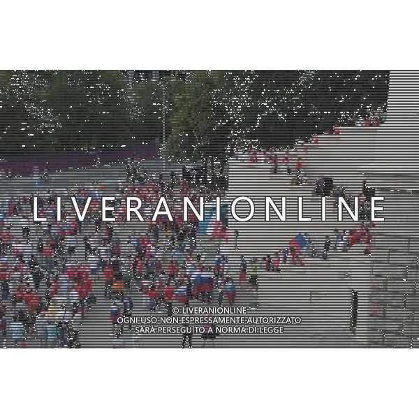 12.06.2012 WARSZAWA. PRZEMARSZ KIBICOW ROSYJSKICH NA STADION NARODOWY. FOTO. DAMIAN BURZYKOWSKI/NEWSPIX.PL MARCH OF RUSSIAN SUPPORTERS BEFORE POLAND - RUSSIA GAME --- Newspix.pl /AGENZIA ALDO LIVERANI SAS - ITALY ONLY - Scontri tra la polizia e i tifosi prima dell\'incontro tra Polonia - Russia Campionati Europei UEFA 2012 Polonia/Ucraina Gruppo A Varsavia (Polonia) *** Local Caption *** www.newspix.pl mail us: info@newspix.pl call us: 0048 022 23 22 222 --- Polish Picture Agency by Ringier Axel Springer Poland