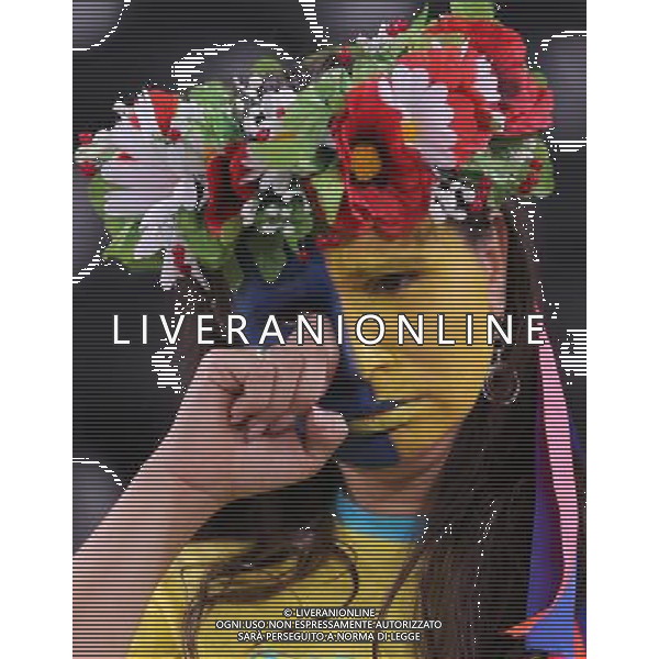 (120620) -- DONETSK, June 20, 2012 () -- A fan of Ukraine reacts after the Group D 3rd round match against England at the Euro 2012 football championships in Donetsk, Ukraine, June 19, 2012.Ukraine lost 0-1.(/Meng Yongmin) (kh) ©PHOTOSHOT/ALDO LIVERANI SAS - ITALY ONLY -