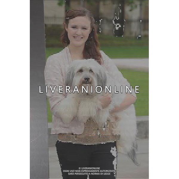 Britains Got Talent winners Ashleigh and Pudsey unveil new PETA ad called Stick Up For Lions, Tigers And Other Wild Animals Who Are Forced To Perform And Made To Suffer, Westminster, London. 21st June 2012 /PHOTOSHOT/ALDO LIVERANI SAS - ITALY ONLY