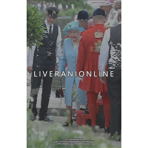 Her Majesty The Queen \' The Duke of Edinburgh at Hambleden Lock where they are greeted by the Lord-Lieutenant for Berkshire. They then travelled a short distance to Henley Business School on the boat Alaska. The Royal party were then met by the Lord Lieutenants for Buckinghamshire and Oxfordshire before taking their places for the narrated River Pageant. The Queen and Duke of Edinburgh then toured the grounds of Henley Business School meeting community groups and invited guests.The Royal party then viewed a fly past before cutting a cake and unveiling a plaque as they leave Henley Business School. 25-6-12 /PHOTOSHOT/ ALDO LIVERANI SAS - ITALY ONLY -