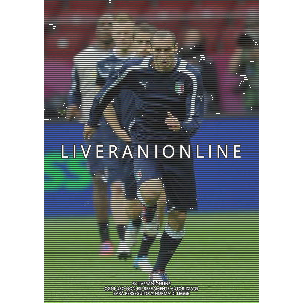 27.06.2012 WARSZAWA PILKA NOZNA KADRA REPREZENTACJA MISTRZOSTWA EUROPY W PILCE NOZNEJ EURO2012 POLSKA I UKRAINA FOOTBALL EUROPEAN CHAMPIONSHIPS UEFA EURO 2012 POLAND AND UKRAINE TRENING PRZED SPOTKANIEM NIEMCY - WLOCHY (TRAINING SESION BEFORE GERMANY VS. ITALY) TRENING REPREZENTACJI WLOCH N/Z GIORGIO CHIELLINI FOT LUKASZ LASKOWSKI / PRESSFOCUS NEWSPIXPL --- Newspix.pl /Agenzia Aldo Liverani Sas - ITALY ONLY - Allenamento Italia Campionati Europei UEFA 2012 Polonia/Ucraina Semifinale Varsavia (Polonia) - 27.06.2012 *** Local Caption *** www.newspix.pl mail us: info@newspix.pl call us: 0048 022 23 22 222 --- Polish Picture Agency by Ringier Axel Springer Poland