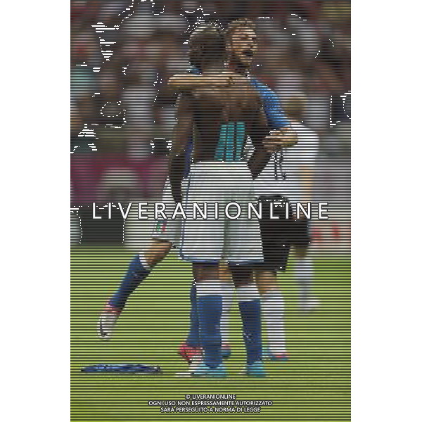 28.06.2012 - Gdansk , Poland . UEFA EURO 2012 . Mecz 1/2 Finalu Niemcy - Wlochy / match Germany - Italy / fussballspiell Deutschland - Italien . n/z. gol bramka goal tor 0:2 Mario Balotelli radosc . Fot. Tomasz Wantula / EDYTOR.net --- Newspix.pl EUROPEI 2012 GERMANIA ITALIA AG ALDO LIVERANI SAS - ITALY ONLY - *** Local Caption *** www.newspix.pl mail us: info@newspix.pl call us: 0048 022 23 22 222 --- Polish Picture Agency by Ringier Axel Springer Poland
