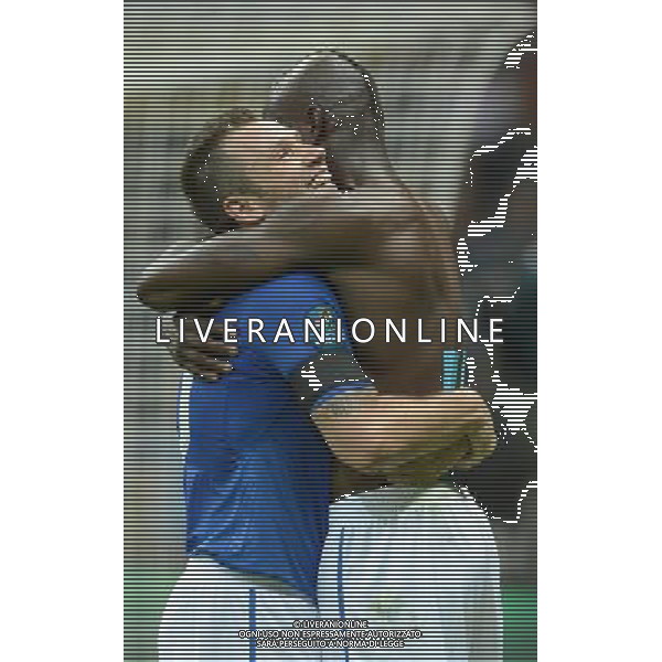(120629) -- WARSAW, June 29, 2012 () -- Mario Balotelli (R) of Italy celebrates after scoring with his teammate Antonio Cassano during the semifinal match between Germany and Italy at the Euro 2012 football championships in Warsaw, Poland, June 28, 2012. (/Ma Ning) (jyc) PHOTOSHOT/AG ALDO LIVERANI SAS - ITALY ONLY -