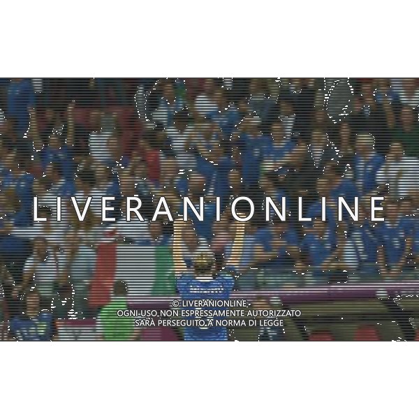 (120629) -- WARSAW, June 29, 2012 () -- Federico Balzaretti of Italy celebrates victory after the semifinal match between Germany and Italy at the Euro 2012 football championships in Warsaw, Poland, June 28, 2012. Italy won 2-1 to enter the final. (/Ma Ning) (jyc) PHOTOSHOT/AG ALDO LIVERANI SAS - ITALY ONLY -