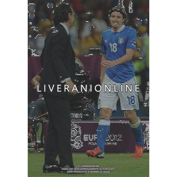 Campionati Europei UEFA 2012 Polonia/Ucraina Finale Kiev (Ucraina) - 01.07.2012 Spagna-Italia Nella Foto:montolivo prandelli /Ph.Vitez-Ag. Aldo Liverani