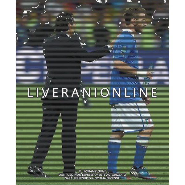 Campionati Europei UEFA 2012 Polonia/Ucraina Finale Kiev (Ucraina) - 01.07.2012 Spagna-Italia Nella Foto:prandelli consola de rossi /Ph.Vitez-Ag. Aldo Liverani
