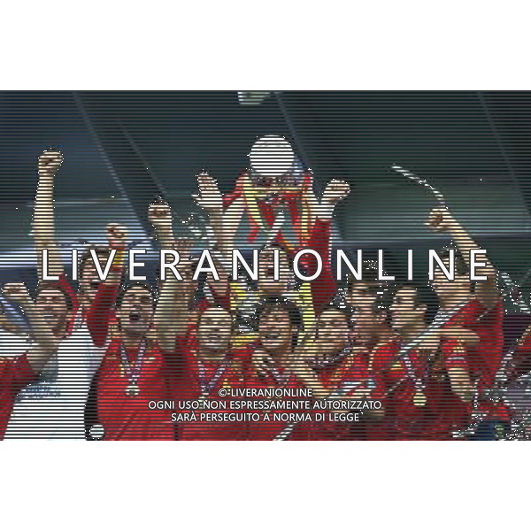 KIJOW STADION OLIMPIJSKI 01.07.2012 EURO 2012 PILKA NOZNA FINAL MISTRZOSTW EUROPY HISZPANIA WLOCHY NZ HISZPANIA RADOSC ZWYCIESTWO MISTRZOSTWO MISTRZ EUROPY FOT MICHAL NOWAK / NEWSPIX.PL KYIV OLYMPIC STADIUM 01.07.2012 FOOTBALL SOCCER EURO 2012 FINAL OF UEFA EUROPEAN FOOTBALL CHAMPIONSHIP SPAIN - ITALY SPANISH PLAYERS ARE CELEBRATING AS THEY WON OVER ITALY. SPAIN BECAME EUROPEAN CHAMPIONS MICHAL NOWAK / NEWSPIX.PL --- Newspix.pl SPAGNA ITALIA FINALE EUROPEI 2012 - AG ALDO LIVERANI SAS - ITALY ONLY - *** Local Caption *** .