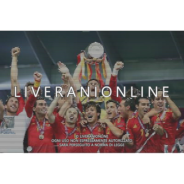 KIJOW STADION OLIMPIJSKI 01.07.2012 EURO 2012 PILKA NOZNA FINAL MISTRZOSTW EUROPY HISZPANIA WLOCHY NZ HISZPANIA RADOSC ZWYCIESTWO MISTRZOSTWO MISTRZ EUROPY FOT MICHAL NOWAK / NEWSPIX.PL KYIV OLYMPIC STADIUM 01.07.2012 FOOTBALL SOCCER EURO 2012 FINAL OF UEFA EUROPEAN FOOTBALL CHAMPIONSHIP SPAIN - ITALY SPANISH PLAYERS ARE CELEBRATING AS THEY WON OVER ITALY. SPAIN BECAME EUROPEAN CHAMPIONS MICHAL NOWAK / NEWSPIX.PL --- Newspix.pl SPAGNA ITALIA FINALE EUROPEI 2012 - AG ALDO LIVERANI SAS - ITALY ONLY - *** Local Caption *** .