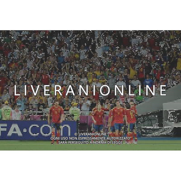 01.07.2012 KIJOW - STADION OLIMPIJSKI ( KYIV OLYMPIC STADIUM ) PILKA NOZNA ( FOOTBALL ) MISTRZOSTWA EUROPY W PILCE NOZNEJ UEFA EURO 2012 ( EUROPEAN CHAMPIONSHIPS UEFA EURO 2012 ) FINAL EURO 2012 ( FINAL EURO 2012 ) MECZ HISZPANIA - WLOCHY ( GAME SPAIN - ITALY ) NZ JORDI ALBA , RADOSC BRAMKA GOL FOTO MICHAL STANCZYK / CYFRASPORT/NEWSPIX.PL --- Newspix.pl SPAGNA ITALIA FINALE EUROPEI 2012 - AG ALDO LIVERANI SAS - ITALY ONLY - *** Local Caption *** .