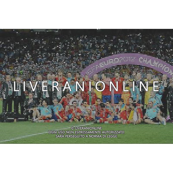 01.07.2012 KIJOW - STADION OLIMPIJSKI ( KYIV OLYMPIC STADIUM ) PILKA NOZNA ( FOOTBALL ) MISTRZOSTWA EUROPY W PILCE NOZNEJ UEFA EURO 2012 ( EUROPEAN CHAMPIONSHIPS UEFA EURO 2012 ) FINAL EURO 2012 ( FINAL EURO 2012 ) MECZ HISZPANIA - WLOCHY ( GAME SPAIN - ITALY ) NZ MISTRZOWIE EUROPY IKER CASILLAS , RAUL ALBIOL , GERARD PIQUE , JAVI MARTINEZ , JUANFRAN , ANDRES INIESTA , PEDRO RODRIGUEZ , XAVI HERNANDEZ , FERNANDO TORRES , CESC FABREGAS , ALVARO NEGREDO , VICTOR VALDES , JUAN MATA , XABI ALONSO , SERGIO RAMOS , SERGIO BUSQUETS , ALVARO ARBELOA , JORDI ALBA , FERNANDO LLORENTE , SANTI CAZORLA , TRENER (HEAD COACH) VINCENTE DEL BOSQUE , DAVID SILVA , JESUS NAVAS , PEPE REINA , FOTO MICHAL STANCZYK / CYFRASPORT/NEWSPIX.PL --- Newspix.pl SPAGNA ITALIA FINALE EUROPEI 2012 - AG ALDO LIVERANI SAS - ITALY ONLY - *** Local Caption *** .