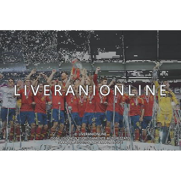 01.07.2012 KIJOW - STADION OLIMPIJSKI ( KYIV OLYMPIC STADIUM ) PILKA NOZNA ( FOOTBALL ) MISTRZOSTWA EUROPY W PILCE NOZNEJ UEFA EURO 2012 ( EUROPEAN CHAMPIONSHIPS UEFA EURO 2012 ) FINAL EURO 2012 ( FINAL EURO 2012 ) MECZ HISZPANIA - WLOCHY ( GAME SPAIN - ITALY ) NZ MISTRZOWIE EUROPY IKER CASILLAS , RAUL ALBIOL , GERARD PIQUE , JAVI MARTINEZ , JUANFRAN , ANDRES INIESTA , PEDRO RODRIGUEZ , XAVI HERNANDEZ , FERNANDO TORRES , CESC FABREGAS , ALVARO NEGREDO , VICTOR VALDES , JUAN MATA , XABI ALONSO , SERGIO RAMOS , SERGIO BUSQUETS , ALVARO ARBELOA , JORDI ALBA , FERNANDO LLORENTE , SANTI CAZORLA , TRENER (HEAD COACH) VINCENTE DEL BOSQUE , DAVID SILVA , JESUS NAVAS , PEPE REINA , FOTO MICHAL STANCZYK / CYFRASPORT/NEWSPIX.PL --- Newspix.pl SPAGNA ITALIA FINALE EUROPEI 2012 - AG ALDO LIVERANI SAS - ITALY ONLY - *** Local Caption *** .