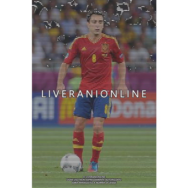 01.07.2012 KIJOW (KIEV) STADION OLYMPIJSKI (THE OLYMPIC STADIUM) PILKA NOZNA (SOCCER) MISTRZOSTWA EURO 2012 POLSKA UKRAINA (UEFA EURO 2012 POLAND UKRAINE) FINAL (FINAL) MECZ HISZPANIA - WLOCHY (SPAIN - ITALY) N/Z XAVI HERNANDEZ SYLWETKA FOT RAFAL OLEKSIEWICZ / PRESSFOCUS NEWSPIXPL --- Newspix.pl SPAGNA ITALIA FINALE EUROPEI 2012 - AG ALDO LIVERANI SAS - ITALY ONLY - *** Local Caption *** .
