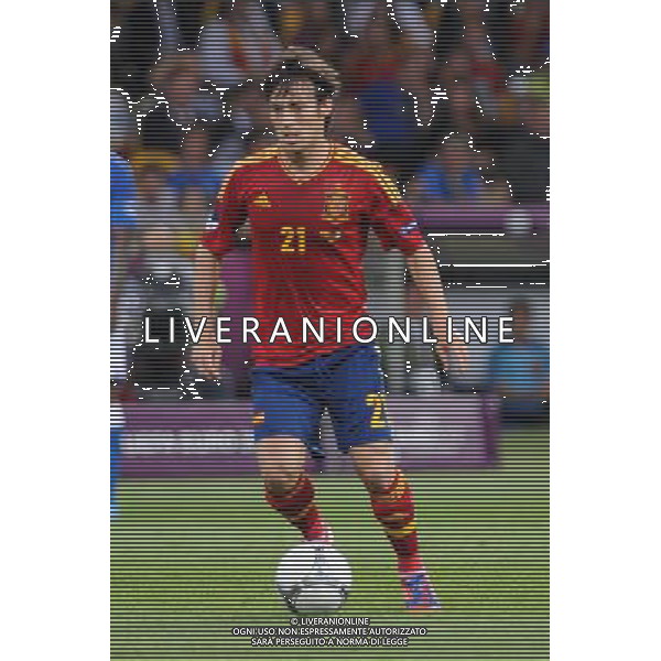 01.07.2012 KIJOW (KIEV) STADION OLYMPIJSKI (THE OLYMPIC STADIUM) PILKA NOZNA (SOCCER) MISTRZOSTWA EURO 2012 POLSKA UKRAINA (UEFA EURO 2012 POLAND UKRAINE) FINAL (FINAL) MECZ HISZPANIA - WLOCHY (SPAIN - ITALY) N/Z DAVID SILVA SYLWETKA FOT RAFAL OLEKSIEWICZ / PRESSFOCUS SPAGNA ITALIA FINALE EUROPEI 2012 - AG ALDO LIVERANI SAS - ITALY ONLY - *** Local Caption *** .