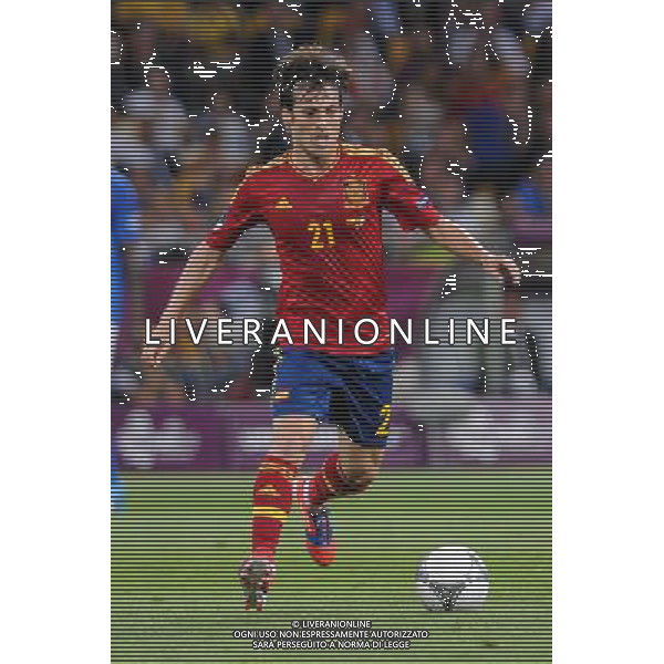 01.07.2012 KIJOW (KIEV) STADION OLYMPIJSKI (THE OLYMPIC STADIUM) PILKA NOZNA (SOCCER) MISTRZOSTWA EURO 2012 POLSKA UKRAINA (UEFA EURO 2012 POLAND UKRAINE) FINAL (FINAL) MECZ HISZPANIA - WLOCHY (SPAIN - ITALY) N/Z DAVID SILVA SYLWETKA FOT RAFAL OLEKSIEWICZ / PRESSFOCUS SPAGNA ITALIA FINALE EUROPEI 2012 - AG ALDO LIVERANI SAS - ITALY ONLY - *** Local Caption *** .