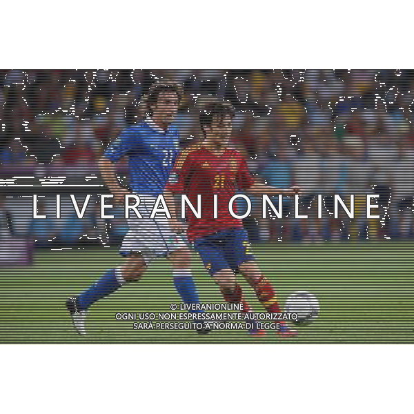 01.07.2012 KIJOW (KIEV) STADION OLYMPIJSKI (THE OLYMPIC STADIUM) PILKA NOZNA (SOCCER) MISTRZOSTWA EURO 2012 POLSKA UKRAINA (UEFA EURO 2012 POLAND UKRAINE) FINAL (FINAL) MECZ HISZPANIA - WLOCHY (SPAIN - ITALY) N/Z ANDREA PIRLO DAVID SILVA FOT RAFAL OLEKSIEWICZ / PRESSFOCUS SPAGNA ITALIA FINALE EUROPEI 2012 - AG ALDO LIVERANI SAS - ITALY ONLY - *** Local Caption *** .