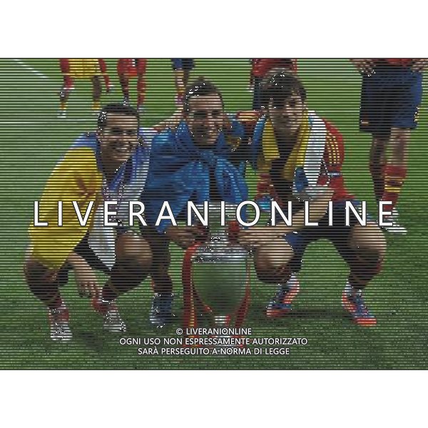 Campionati Europei UEFA 2012 Polonia/Ucraina Finale Kiev (Ucraina) - 01.07.2012 Spagna-Italia Nella Foto:Pedro Rodriguez - Jordi Alba - Silva David /Ph.Vitez-Ag. Aldo Liverani