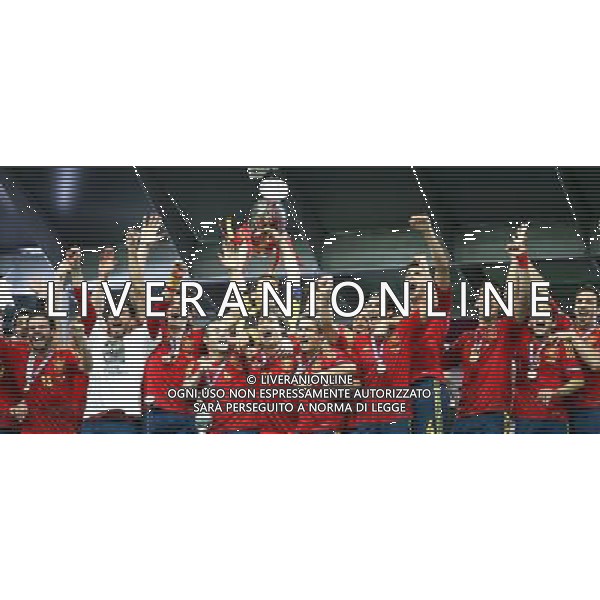 KIJOW STADION OLIMPIJSKI 01.07.2012 EURO 2012 PILKA NOZNA FINAL MISTRZOSTW EUROPY HISZPANIA WLOCHY NZ HISZPANIA RADOSC ZWYCIESTWO MISTRZOSTWO MISTRZ EUROPY FETA FOT MICHAL NOWAK / NEWSPIX.PL KYIV OLYMPIC STADIUM 01.07.2012 FOOTBALL SOCCER EURO 2012 FINAL OF UEFA EUROPEAN FOOTBALL CHAMPIONSHIP SPAIN - ITALY SPANISH PLAYERS ARE CELEBRATING AS THEY WON OVER ITALY. SPAIN BECAME EUROPEAN CHAMPIONS MICHAL NOWAK / NEWSPIX.PL --- Newspix.pl /EUROPEO 2012 ITALIA SPAGNA FINALE - AG ALDO LIVERANI SAS - ITALY ONLY - *** Local Caption *** www.newspix.pl mail us: info@newspix.pl call us: 0048 022 23 22 222 --- Polish Picture Agency by Ringier Axel Springer Poland .