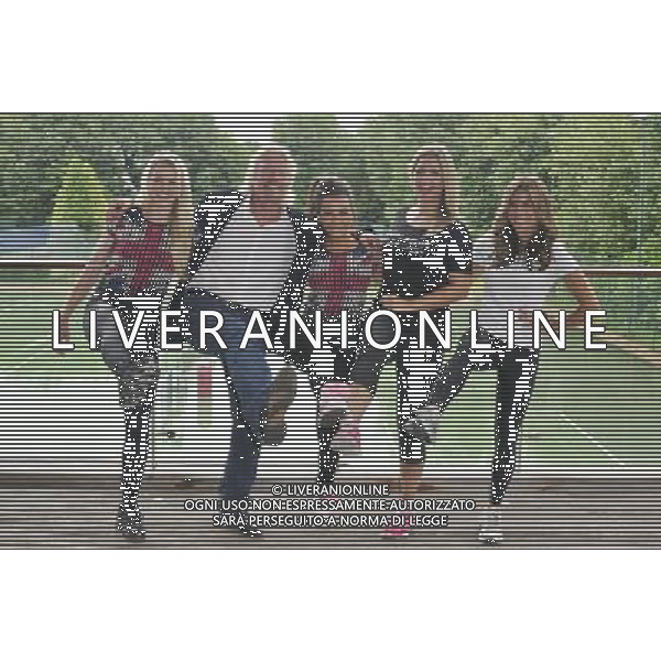 Amy Guy, Sir Richard Branson and Chelsee Healey, Hayley McQueen and Zoe Hardman at a photocall to reveal Richard Branson\'s celebrity team taking part in this year\'s Virgin Active London Triathlon at Virgin Active Chiswick Riverside on July 3, 2012 in London, England. /PHOTOSHOT/AG ALDO LIVERANI - ITALY ONLY -