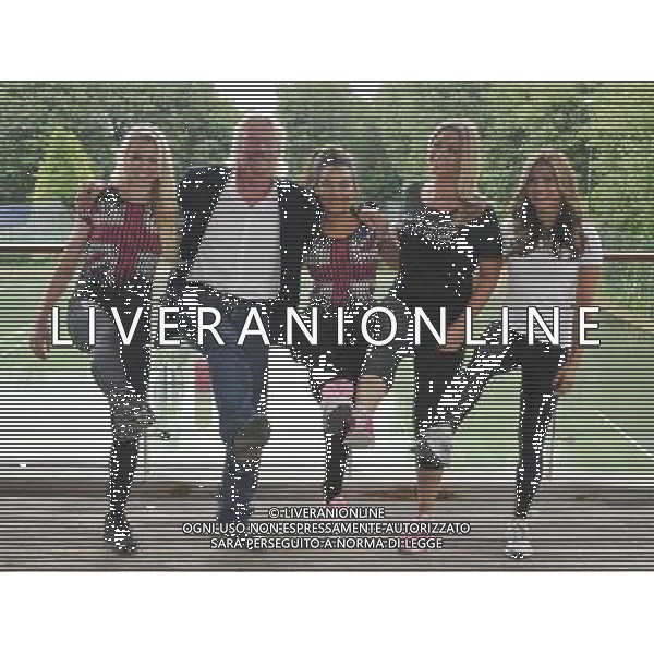 Amy Guy, Sir Richard Branson and Chelsee Healey, Hayley McQueen and Zoe Hardman at a photocall to reveal Richard Branson\'s celebrity team taking part in this year\'s Virgin Active London Triathlon at Virgin Active Chiswick Riverside on July 3, 2012 in London, England. /PHOTOSHOT/AG ALDO LIVERANI - ITALY ONLY -